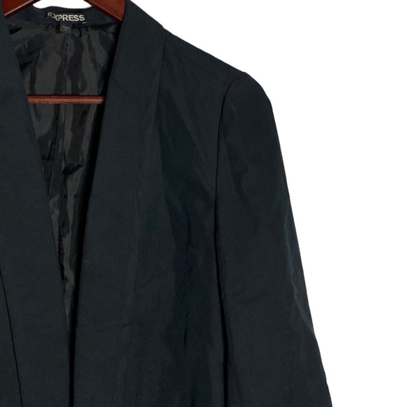 Express Black Lined Long Sleeve Open Front Folded Sleeves Blazer 2 - Picture 6 of 14